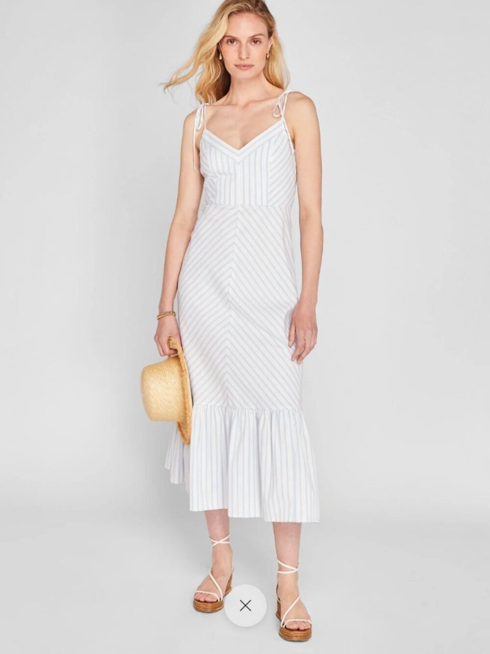 Club Monaco Blue White Striped Cotton Maxi Dress Coastal Beachy Sz 12